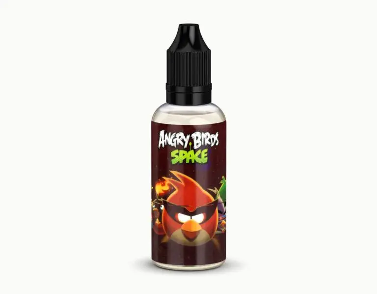Bottle of angry birds liquid incense with colorful packaging